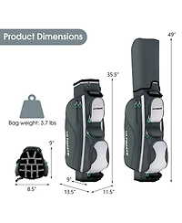 Gymax 14 Dividers Golf Cart Bag w/ 7 Zippered Pocket Cooler Bag Rain Hood Valuable Bag