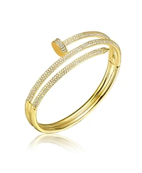 14k Gold Plated with Clear Cubic Zirconia Bangle Bracelet