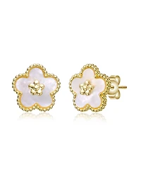 GiGiGirl Charming Kids 14k Gold Plated Mother of Pearl Flower Earrings
