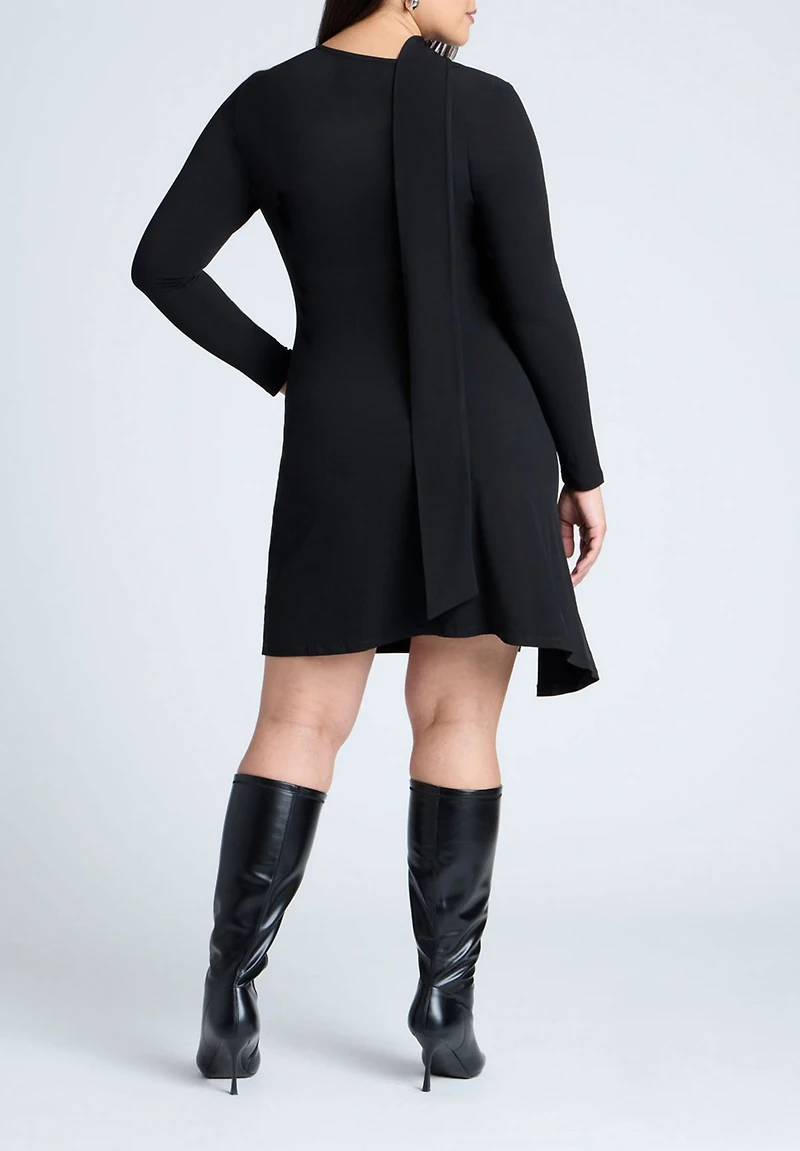 Eloquii Women's Scarf Neck Jersey Mini Dress