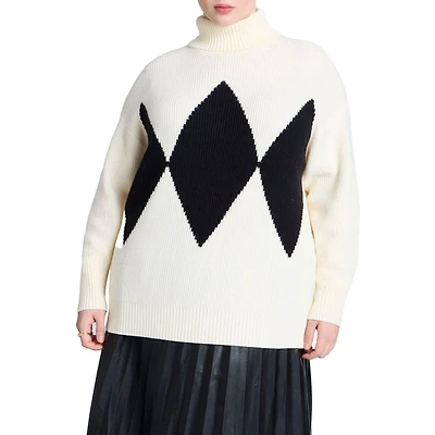 Eloquii Women's Argyle Sweater