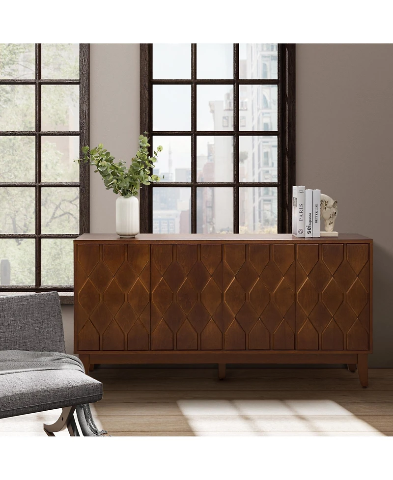Hulala Home Olympia Mid-Century 60” Wide Sideboard with Adjustable Legs