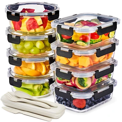Sorbus 16 Piece Glass Meal Prep Containers with Airtight Lids