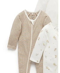 Purebaby Baby Girl and Boy Zip Coverall 4 Pack