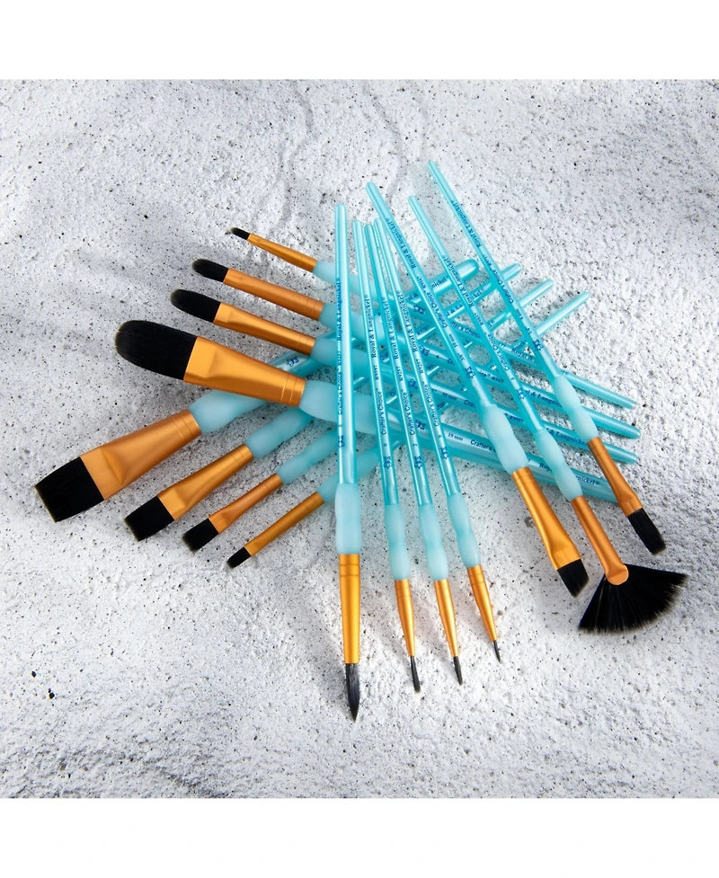 Royal & Langnickel Crafter's Choice Synthetic Black Taklon Paint Brushes, 15pc