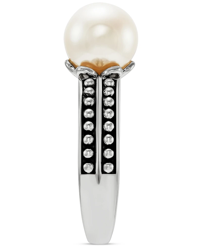 Cultured Freshwater Pearl (8-1/2mm) Beaded Double Ring in Sterling Silver