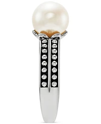 Cultured Freshwater Pearl (8-1/2mm) Beaded Double Ring in Sterling Silver
