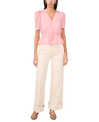 1.state Women's Puff-Sleeve Peplum Top
