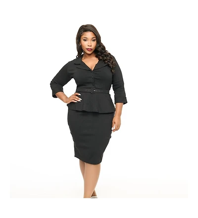 Unique Vintage Plus Size Peplum Cooper Suit Pencil Dress