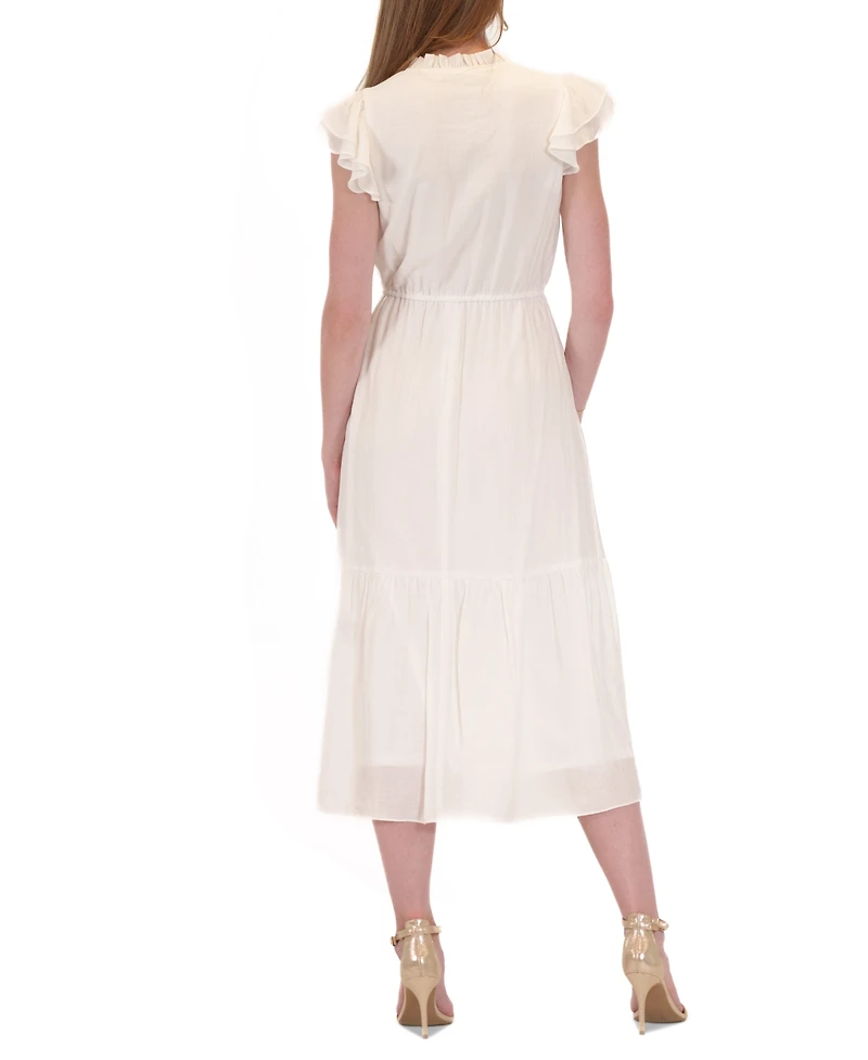 julia jordan Women's Flutter-Sleeve Tie-Waist Midi Dress