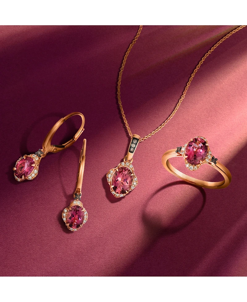 Le Vian Passion Fruit Tourmaline (1-1/20 ct. t.w.) & Diamond (1/20 ct. t.w.) 20" Adjustable Pendant Necklace in 14k Rose Gold
