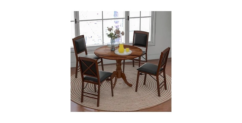 Solid Wood Round Kitchen Table – Rustic Dining with Sturdy Legs and Smooth Finish