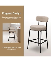 Dyhome Bar Stools Set of 3, 27 Inches Counter Height Kitchen Bar Stools with Back, Modern Metal Tall Bar Stools for Kitchen Island