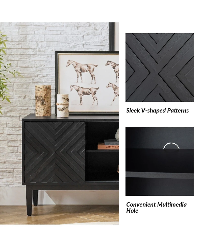 Hulala Home Edita Modern Tv Stand for TVs up to 65" with Adjustable Shelves