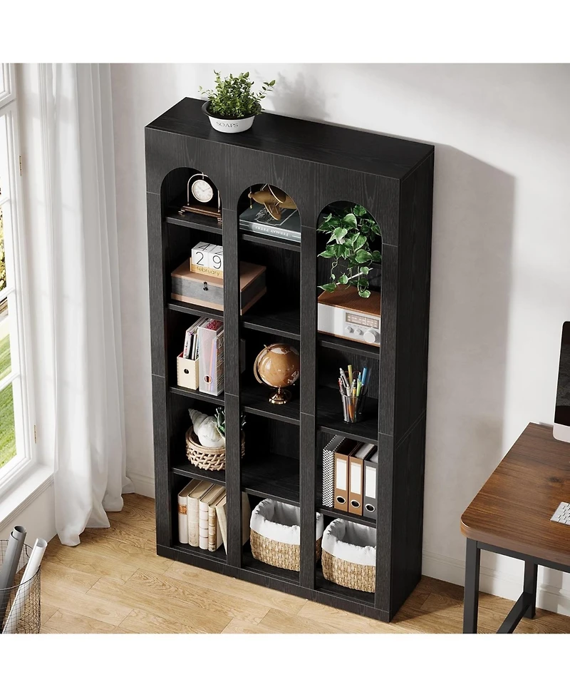 Tribesigns 5-Tier Farmhouse Tall Bookshelf, 70.87-Inch Rustic Wood Bookcase with Open Shelves, Large Mid Century Modern Book Shelf