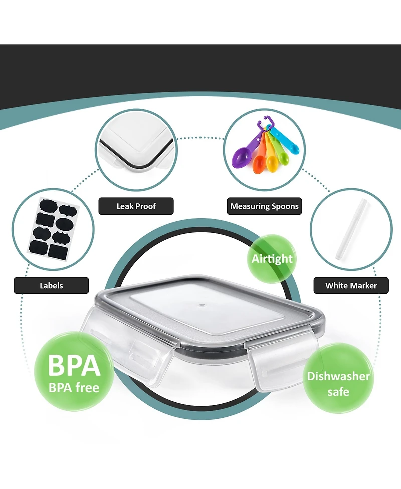 Sorbus Pack Airtight Food Storage Containers, Labels, Marker & Measuring Spoons - Functional Dry Food Organizers for Kitchen, Pantry