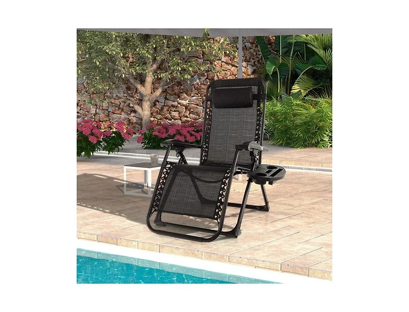 Slickblue Zero Gravity Adjustable Lounge Chair Removable Cushion Cup Holder Tray