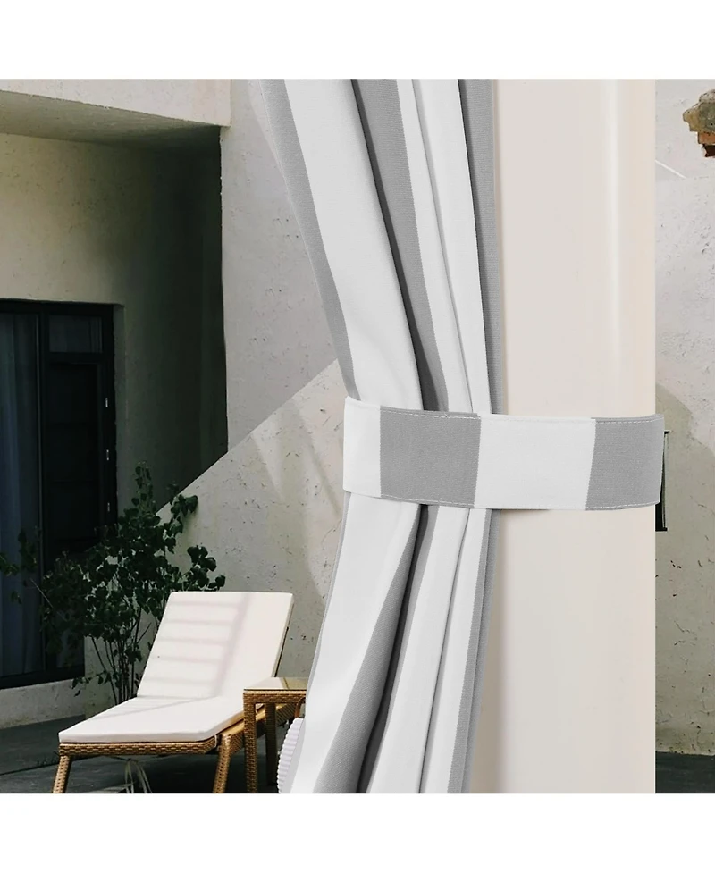 Awesome Home Outdoor Cabana Stripe Uv Protected Privacy Tab Top Curtain Panel, 52"x84"