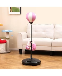 Kids Punching Bag Toy Set Adjustable Stand Boxing Glove Speed Ball with Pump