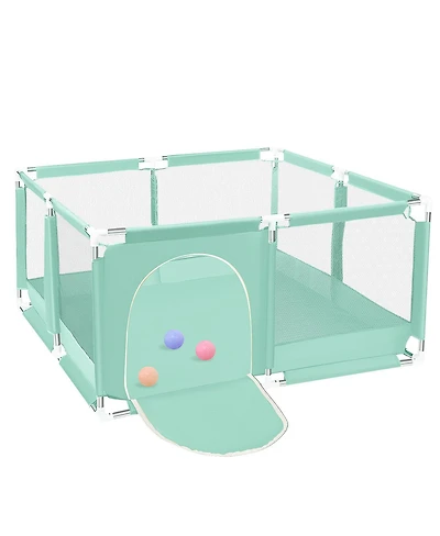 Comomy Baby Playpen Play Yard Portable 4 Panel Baby Safety Playpen for Infant Toddler