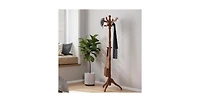 Solid Wood Coat Rack Stand – Traditional Hall Tree with Multiple Hooks for Entryway or Bedroom