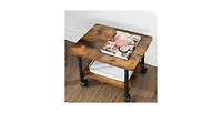 Slickblue Industrial Printer Stand Cart with Metal Frame and Wood Top - Storage with Bottom Shelf