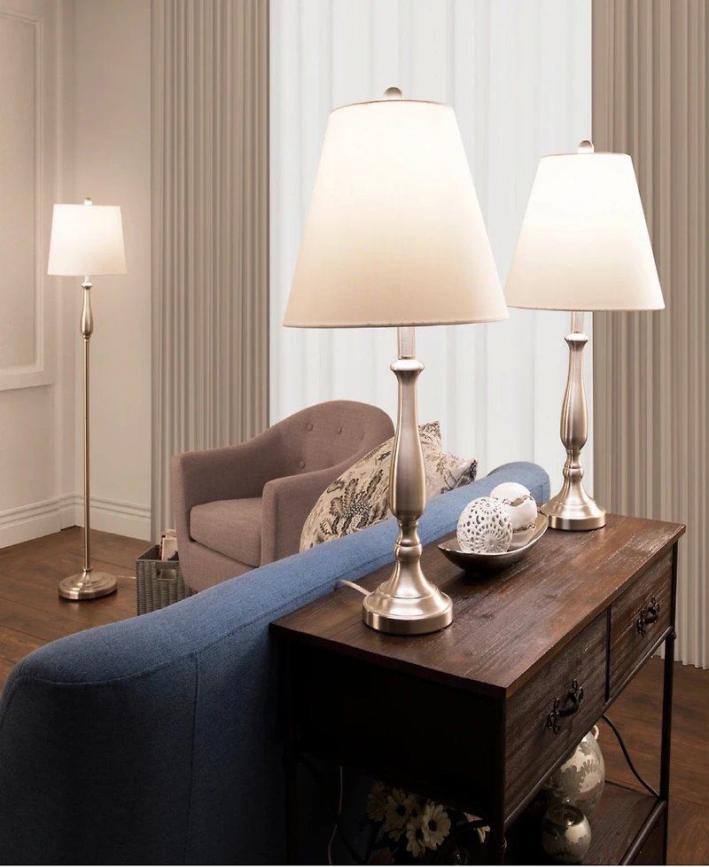 Lavish Home Lighting Table and Floor Lamp, Set of 3