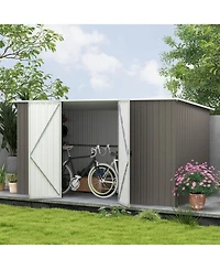 Outsunny 11.2' x 5.6' Metal Outdoor Storage Shed w/ Lock, Colde