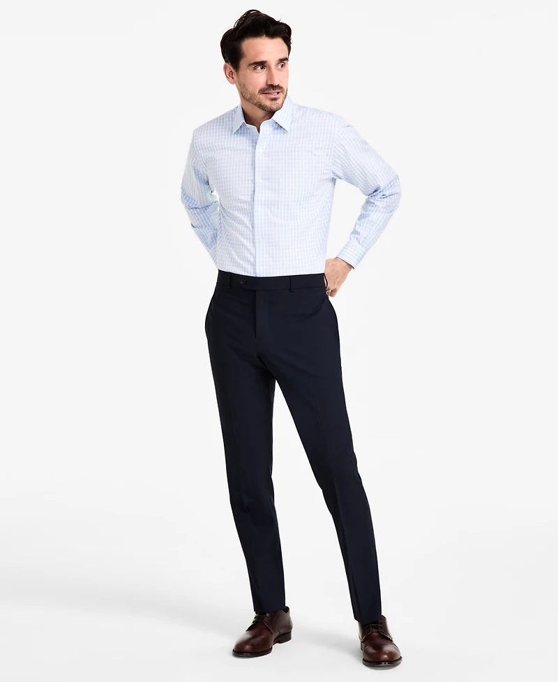 Men's Regular-Fit Non-Iron Spread Collar Gingham Pinpoint Dress Shirt