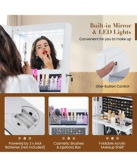 Gouun Lockable 360° Swivel Jewelry Cabinet with Full-Length Mirror Led Lights