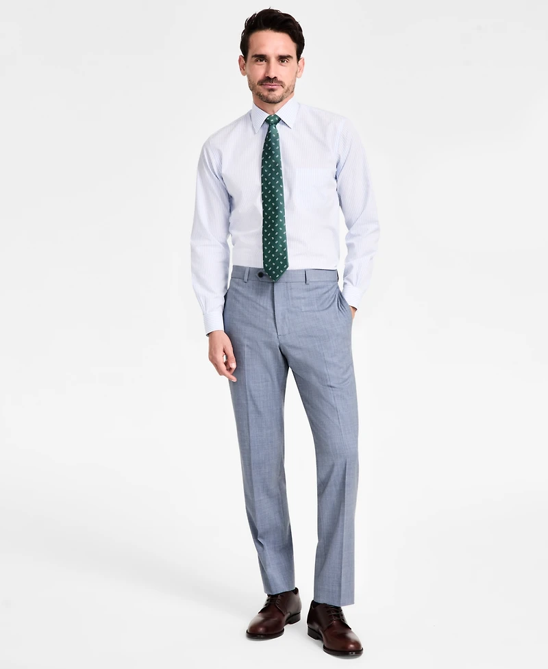 Men's Regular-Fit Non-Iron Spread Collar Stripe Broadcloth Dress Shirt