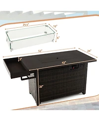 Gouun 52 Inches Outdoor Wicker Gas Fire Pit Propane Fire Table with Cover