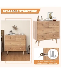 Gouun 4-Drawer Dresser Cabinet Storage Organizer Rubber Leg with Rail