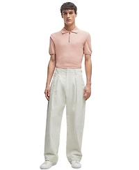 Boss by Hugo Boss Men's Linen-Blend Zip-Neck Knit Polo