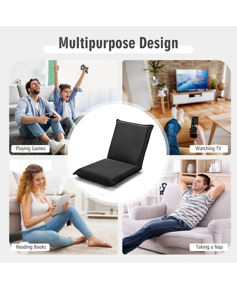 Gouun Adjustable 6 positions Folding Lazy Man Sofa Chair Floor