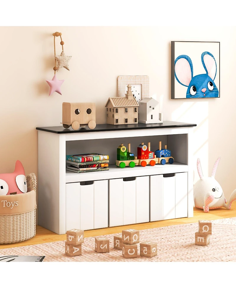 Gouun Kids Toy Storage Organizer with Blackboard Top-3-Drawer
