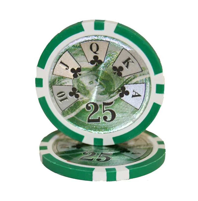 Slickblue Ben Franklin Holo Inlay Poker Chips (25-Pack) Premium Quality Poker Chips