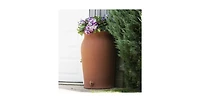Slickblue 50-Gallon Plastic Urn Rain Barrel with Planter Top for Garden Watering and Conservation