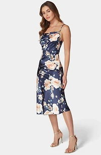 Bebe Women's Print Satin Slip Midi Dress