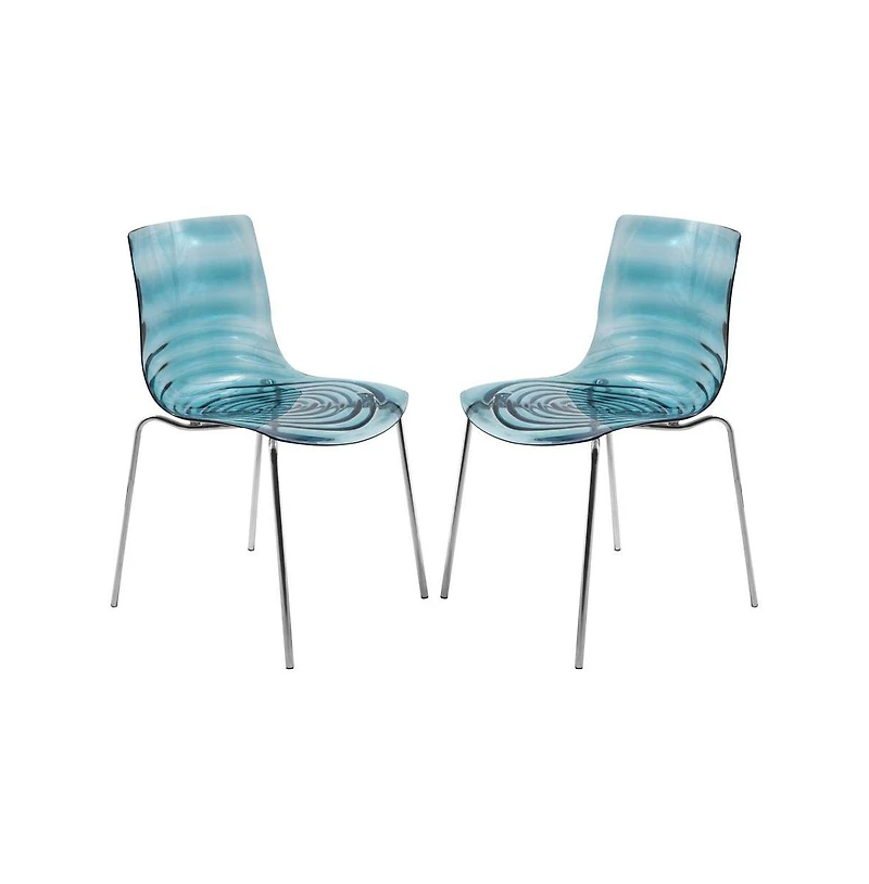 LeisureMod Astor Water Ripple Design Dining Chair Set of
