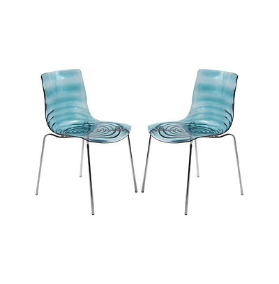 LeisureMod Astor Water Ripple Design Dining Chair Set of