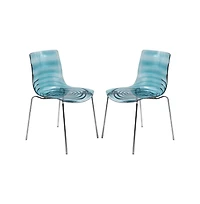 LeisureMod Astor Water Ripple Design Dining Chair Set of