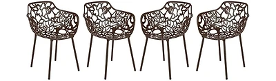 LeisureMod Modern Devon Aluminum Armchair, Set of 4