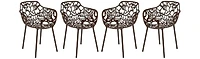 LeisureMod Modern Devon Aluminum Armchair, Set of 4