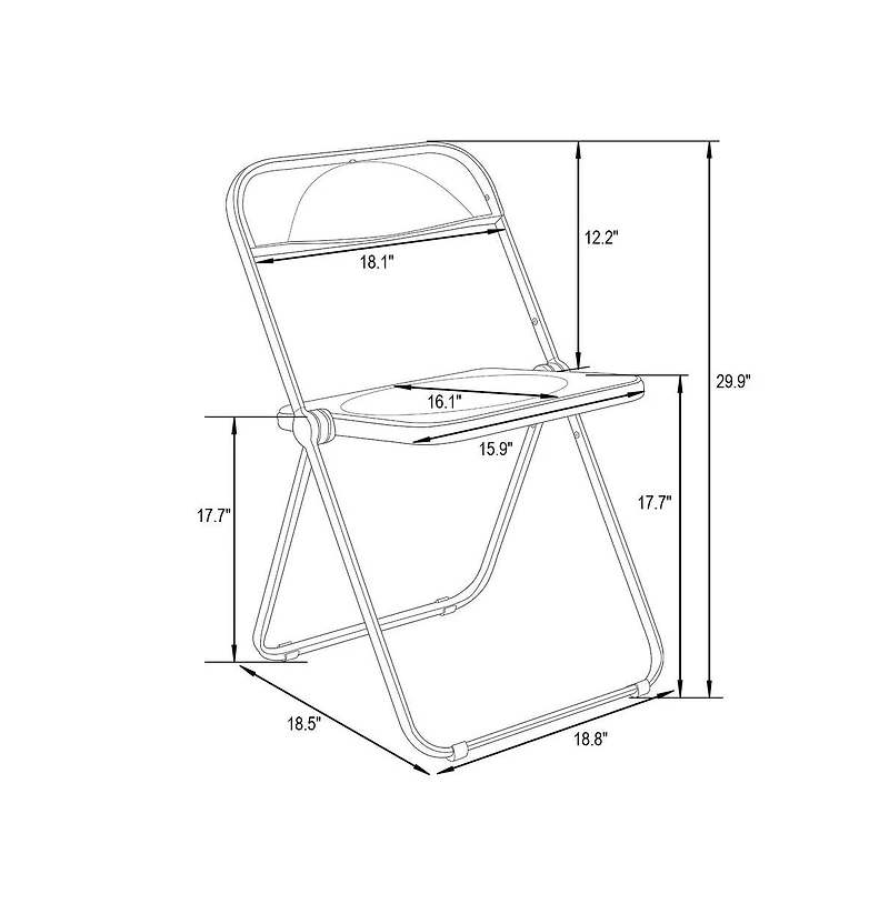 LeisureMod Lawrence Acrylic Folding Chair With Gold Metal Frame