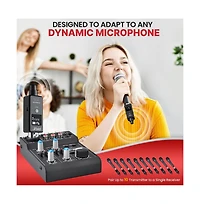 Pyle Multifunctional Uhf Wireless Adapter for Dynamic Microphones - 48k Uhf Digital, Usb Rechargeable, Up to 90ft Range