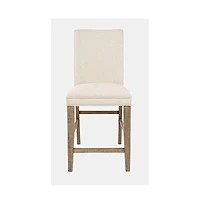 Jofran Modern Rustic Distressed Solid Wood Upholstered Parsons Stool (Set of 2)