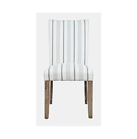Jofran Coastal Wire-Brushed Wood Upholstered Parsons Dining Chair (Set of 2)