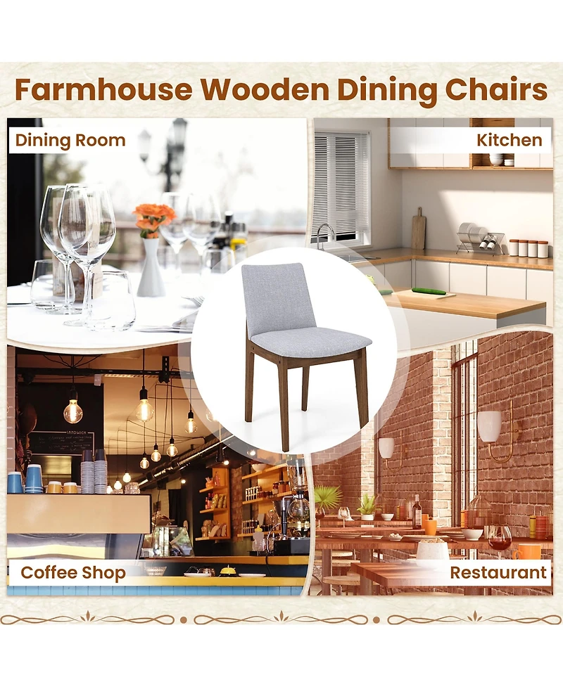 Gymax Wooden Dining Chairs of 2 w/ added Cushions High Curved Back for Dining Room