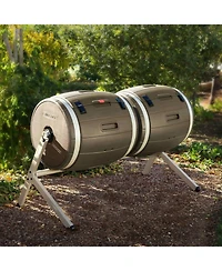 Slickblue Double Rotating Compost Bin Tumbler for Efficient Garden Waste Recycling